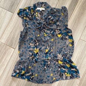 LOFT Peplum Tie Neck Top